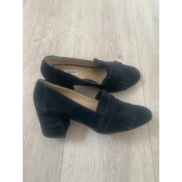 Steve Madden Kate Black Suede Block Heel Pump Size 8‎ - Picture 1 of 7